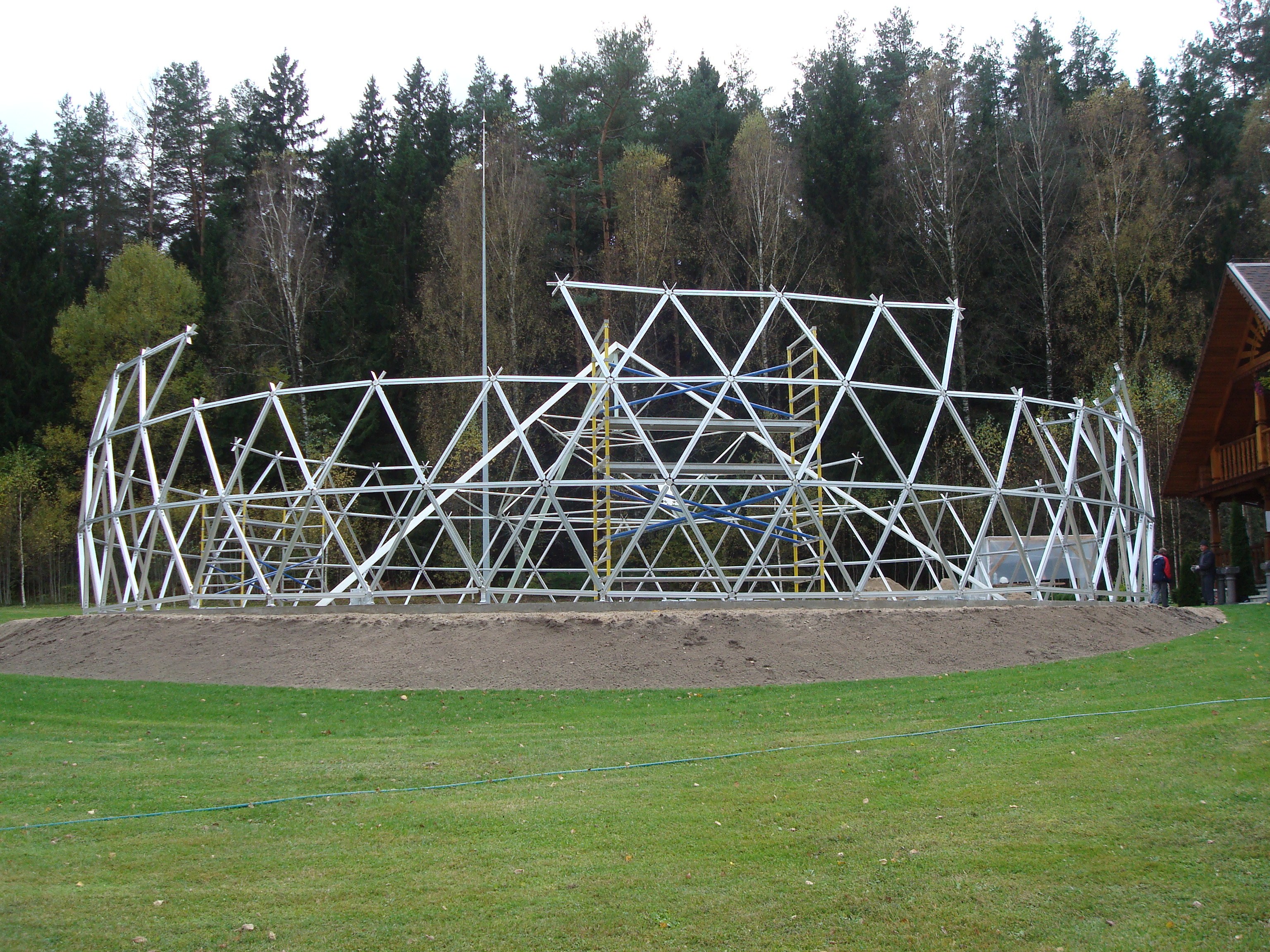 Geodesic dome frame under construction